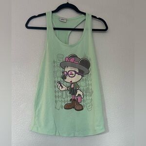 Disney Sage Green Hipster Minnie Mouse Racerback Tank Top Size Small